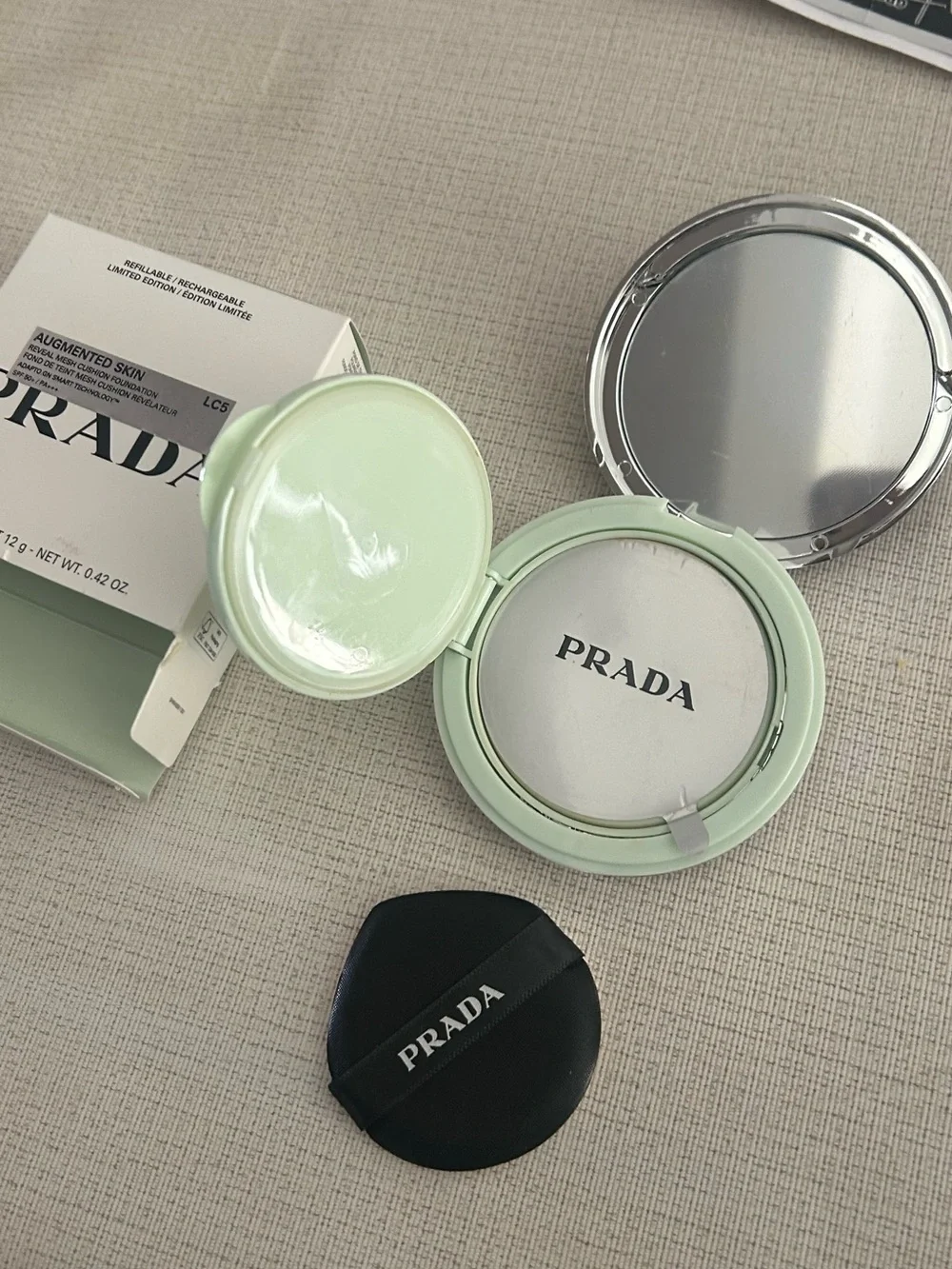 NIP Prada Nylon Cushion Compact Foundation, LC5 High Coverage SPF50